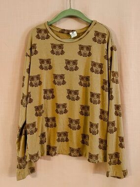 Kate Quinn Organic Brown Owl Print Long Sleeve Tee